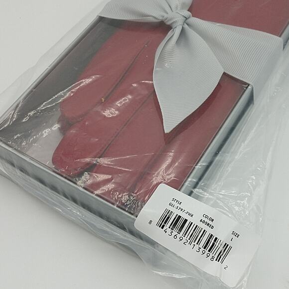 NWT Phenix Red Leather Cashmere Lined Gloves size Large in Gift Box - Picture 3 of 4